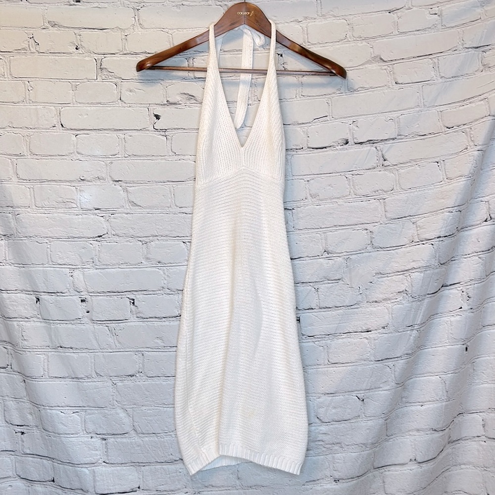 Wild Fable White Knitted Sweater Halter Dress Size X-Small Excellent Condition